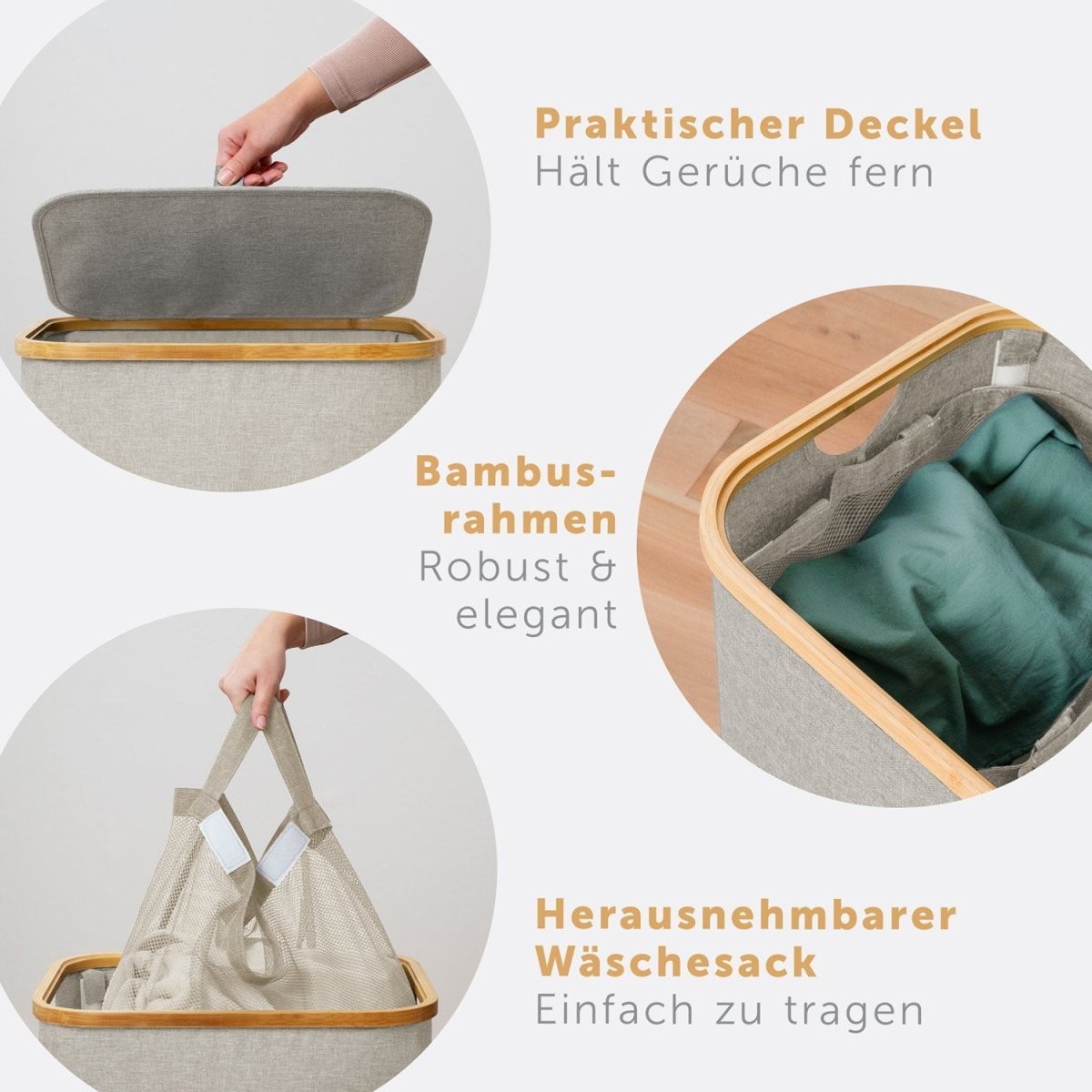 WÄSCHEKORB mit herausnehmbaren Wäschesack -