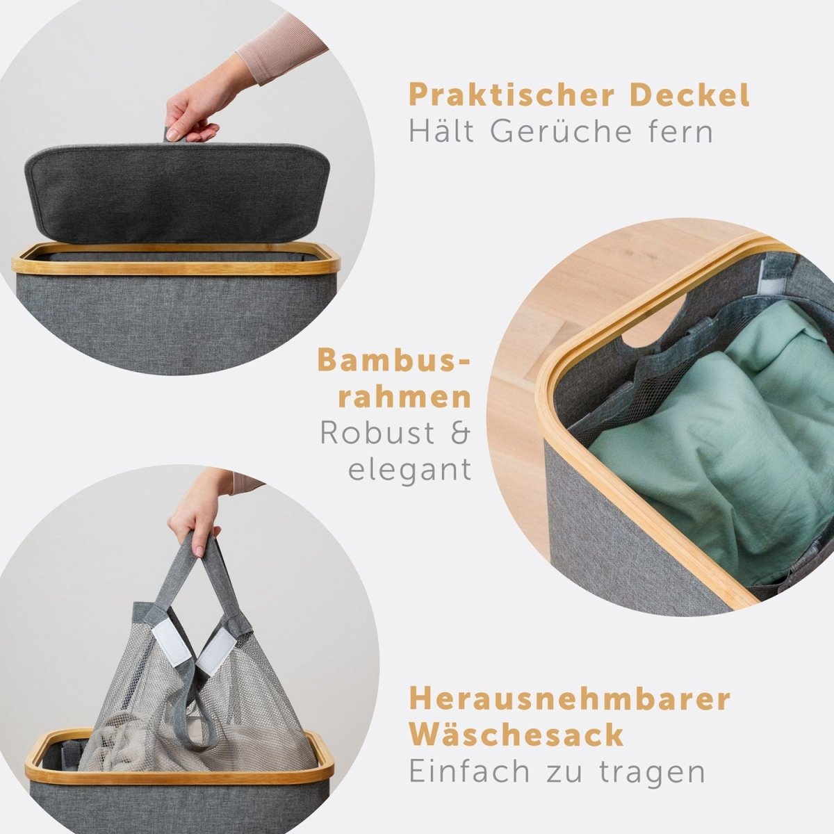 WÄSCHEKORB mit herausnehmbaren Wäschesack -