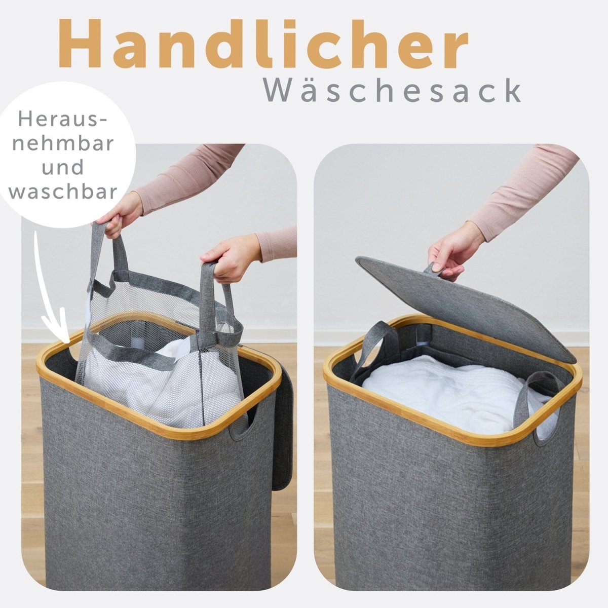 WÄSCHEKORB mit herausnehmbaren Wäschesack -
