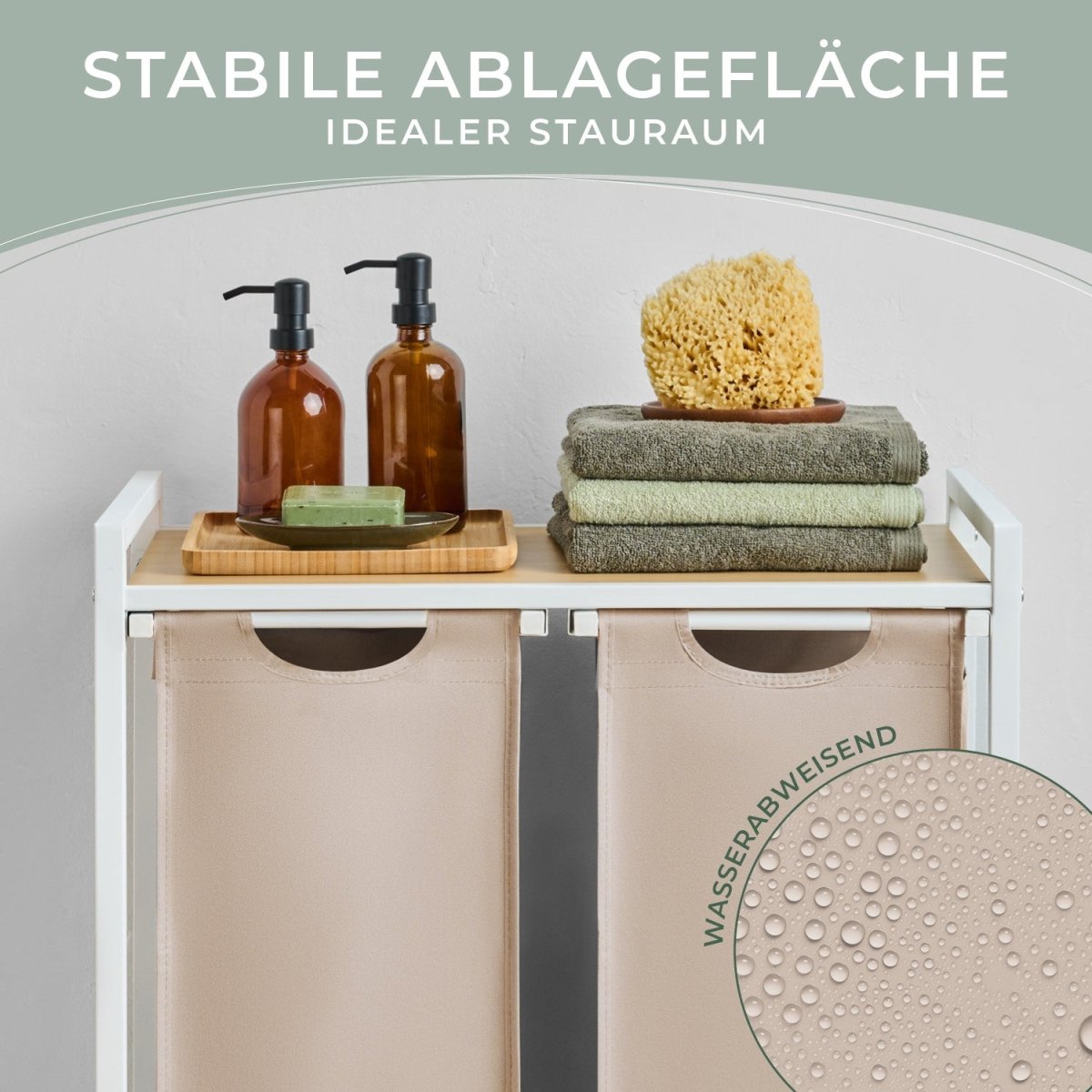 WÄSCHEKORB mit Metall - Rahme - Ablage & Beinen + 4 Verschiedenen Designs -