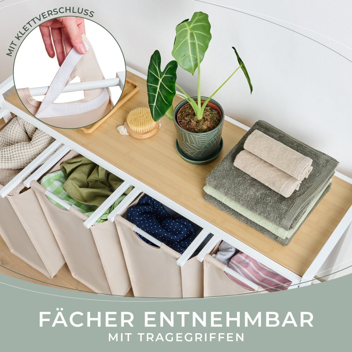 WÄSCHEKORB mit Metall - Rahme - Ablage & Beinen + 4 Verschiedenen Designs -