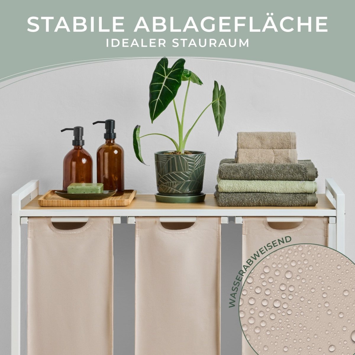 WÄSCHEKORB mit Metall - Rahme - Ablage & Beinen + 4 Verschiedenen Designs -
