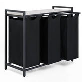 WÄSCHEKORB mit Metall - Rahme - Ablage & Beinen + 4 Verschiedenen Designs -