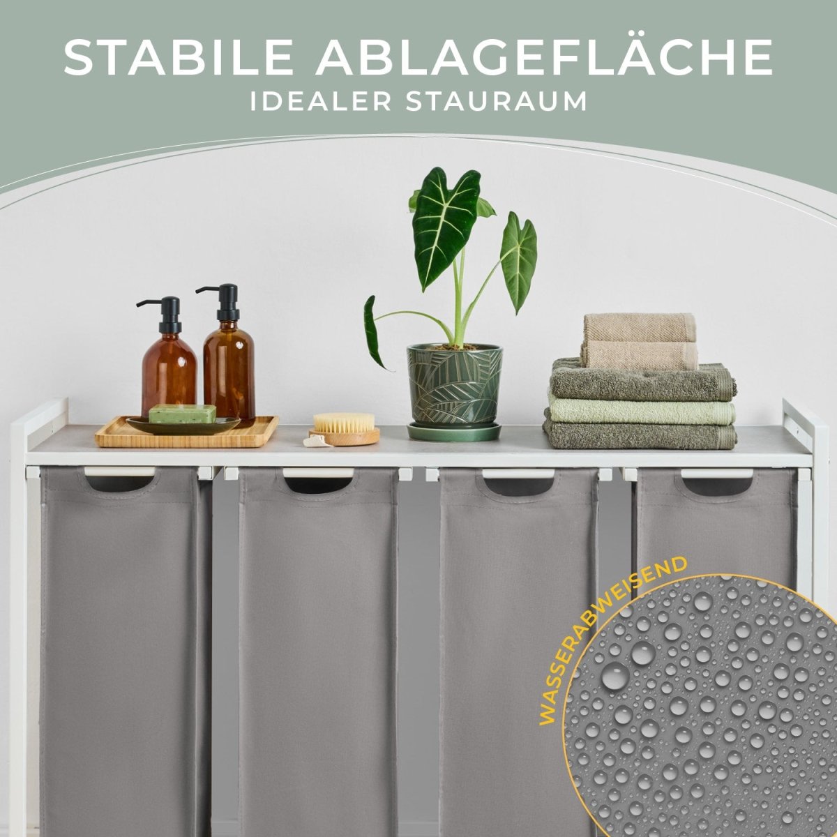 WÄSCHEKORB mit Metall - Rahme - Ablage & Beinen + 4 Verschiedenen Designs -