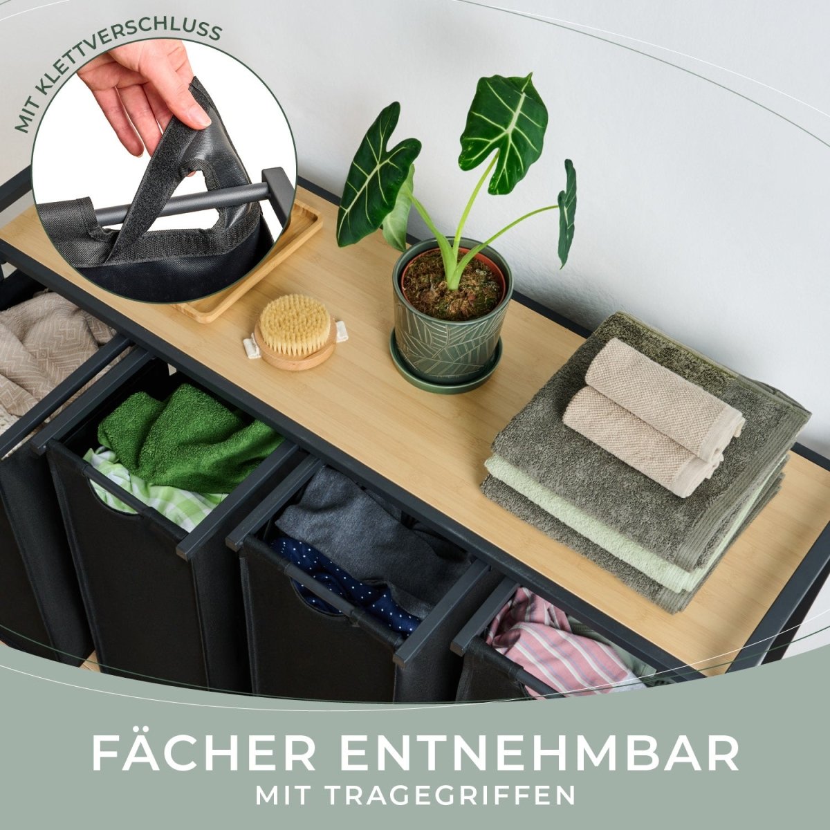 WÄSCHEKORB mit Metall - Rahme - Ablage & Beinen + 4 Verschiedenen Designs -