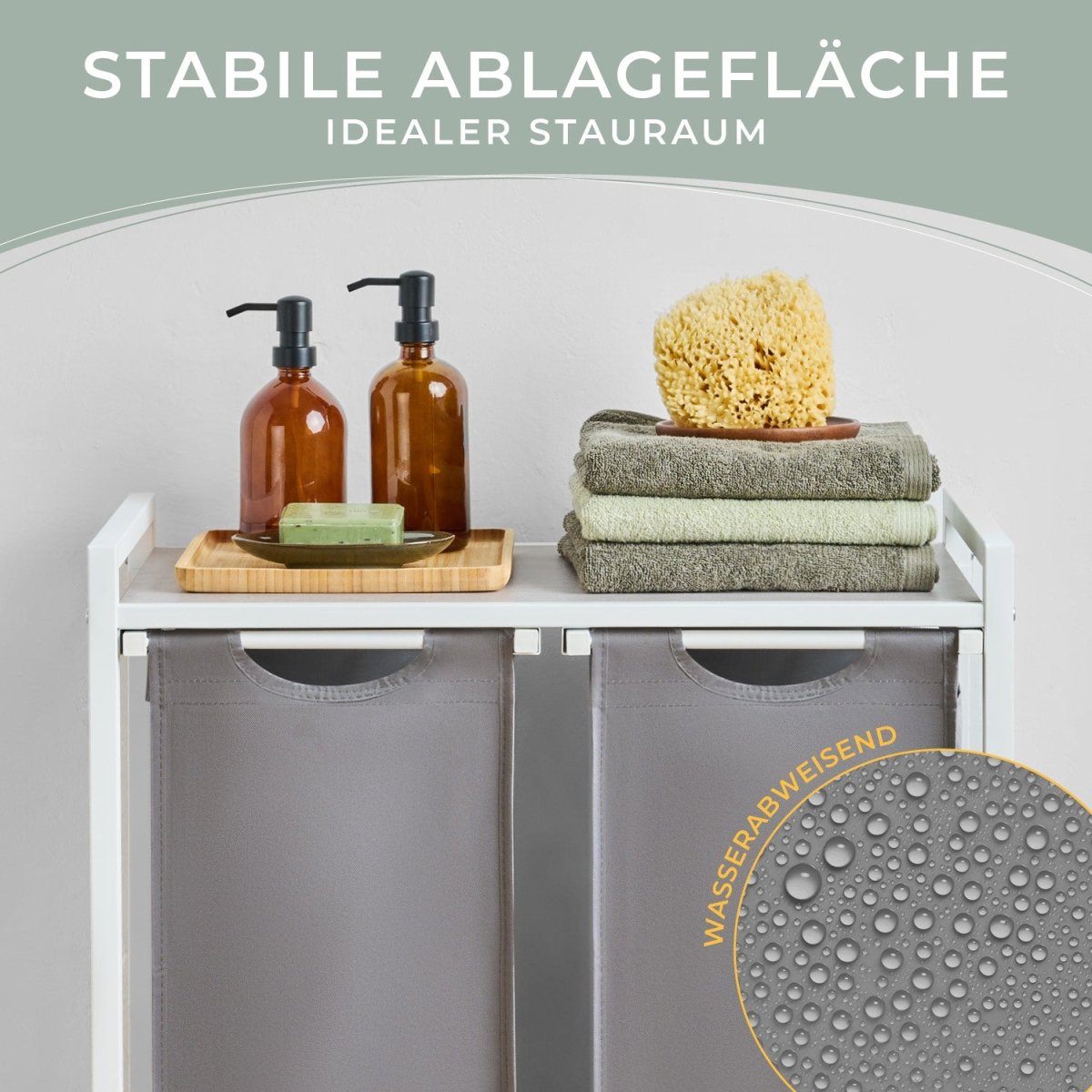 WÄSCHEKORB mit Metall - Rahme - Ablage & Beinen + 4 Verschiedenen Designs -