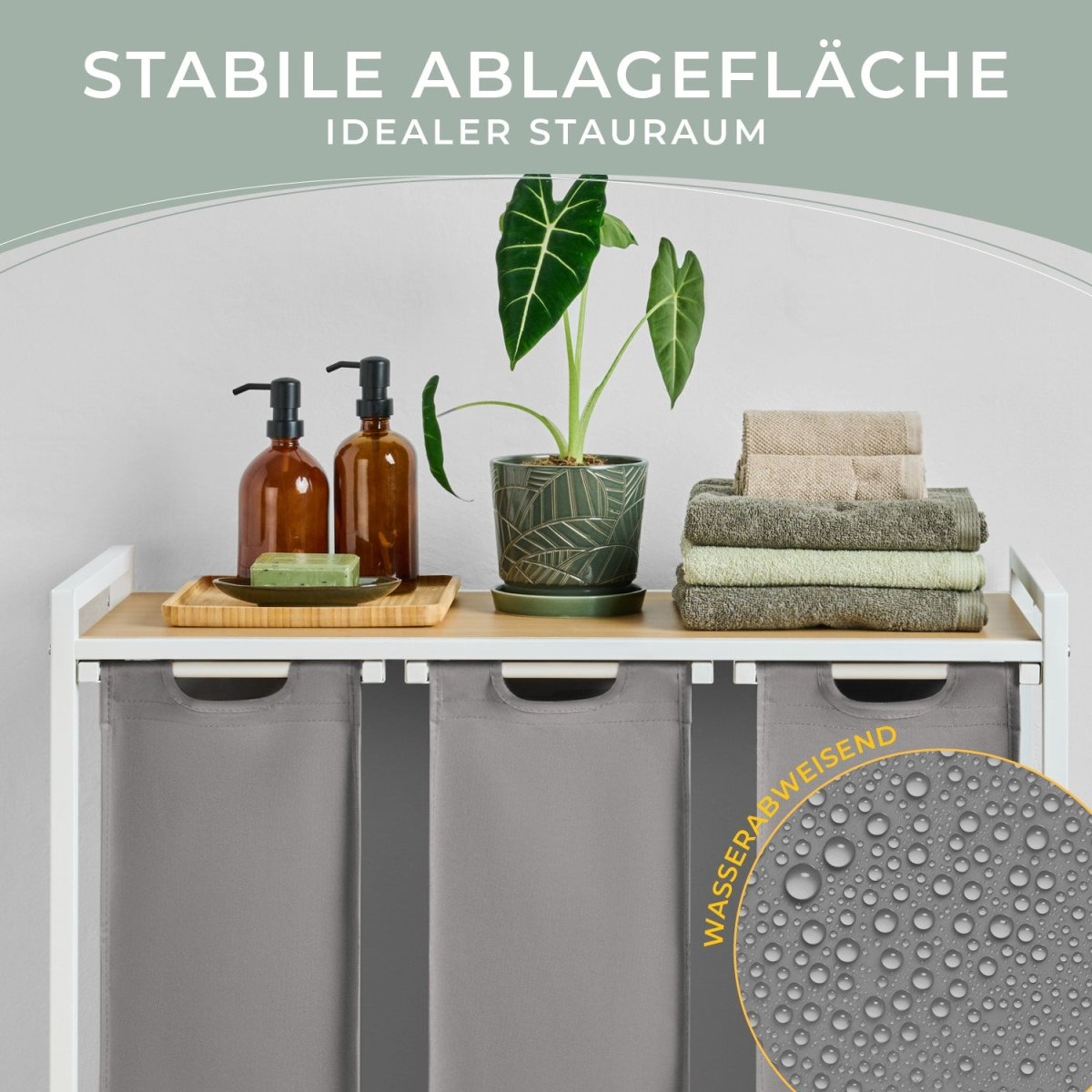 WÄSCHEKORB mit Metall - Rahme - Ablage & Beinen + 4 Verschiedenen Designs -