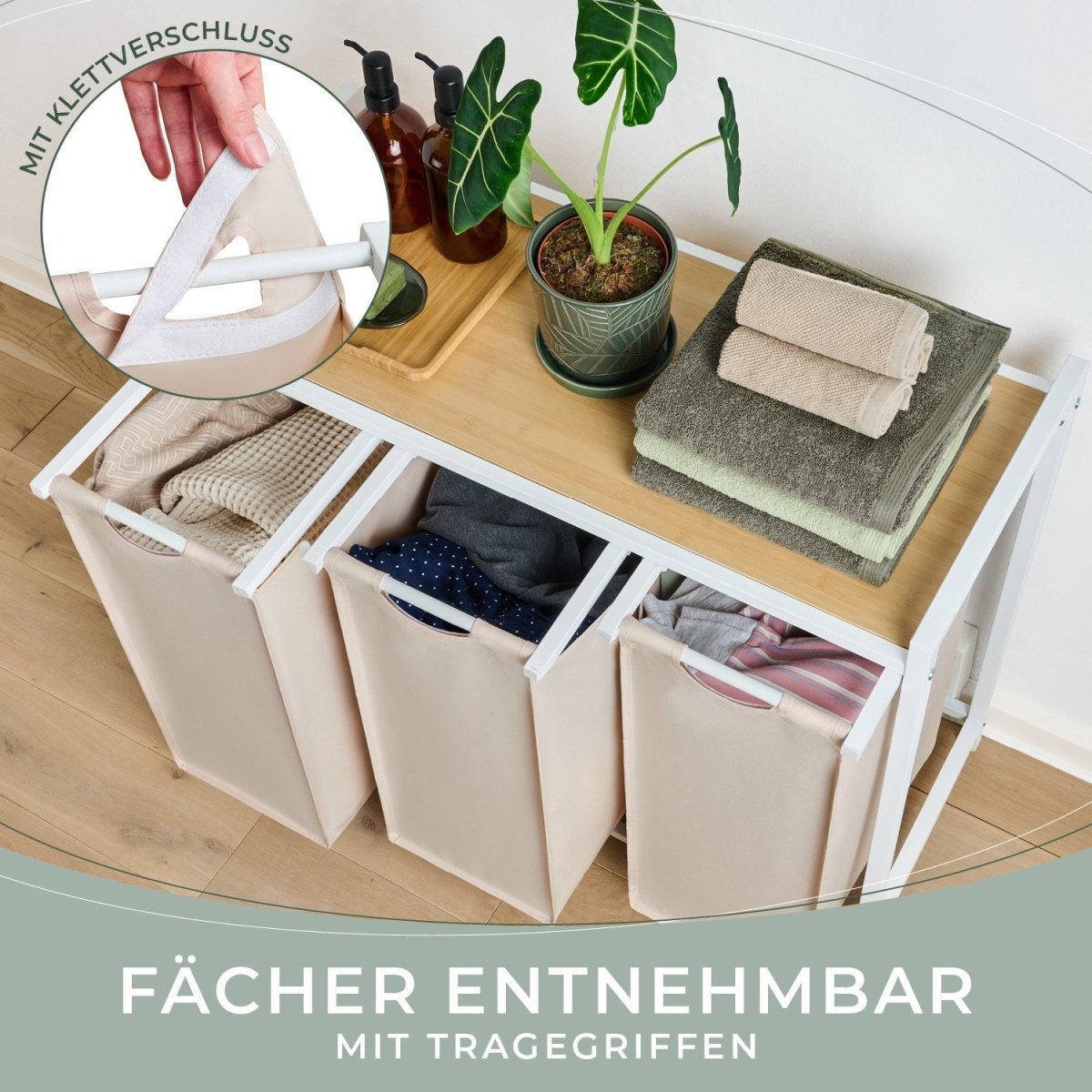 WÄSCHEKORB mit Metall - Rahme - Ablage & Beinen + 4 Verschiedenen Designs -