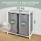 WÄSCHEKORB mit Metall - Rahme - Ablage & Beinen + 4 Verschiedenen Designs -
