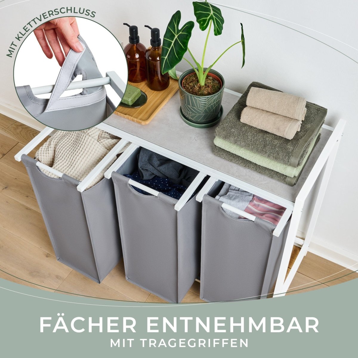 WÄSCHEKORB mit Metall - Rahme - Ablage & Beinen + 4 Verschiedenen Designs -