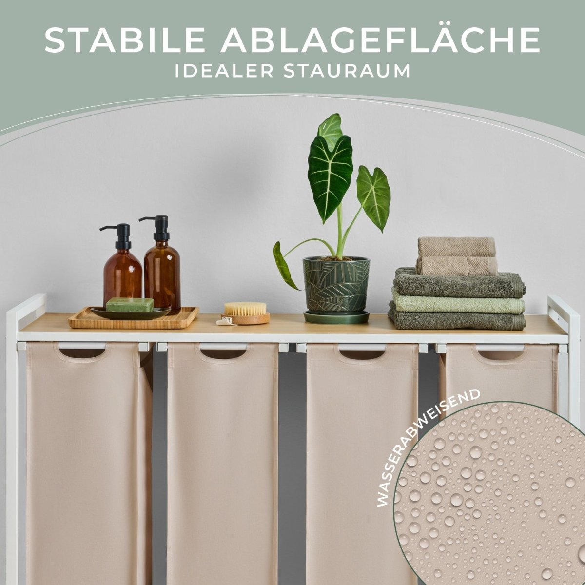 WÄSCHEKORB mit Metall - Rahme - Ablage & Beinen + 4 Verschiedenen Designs -