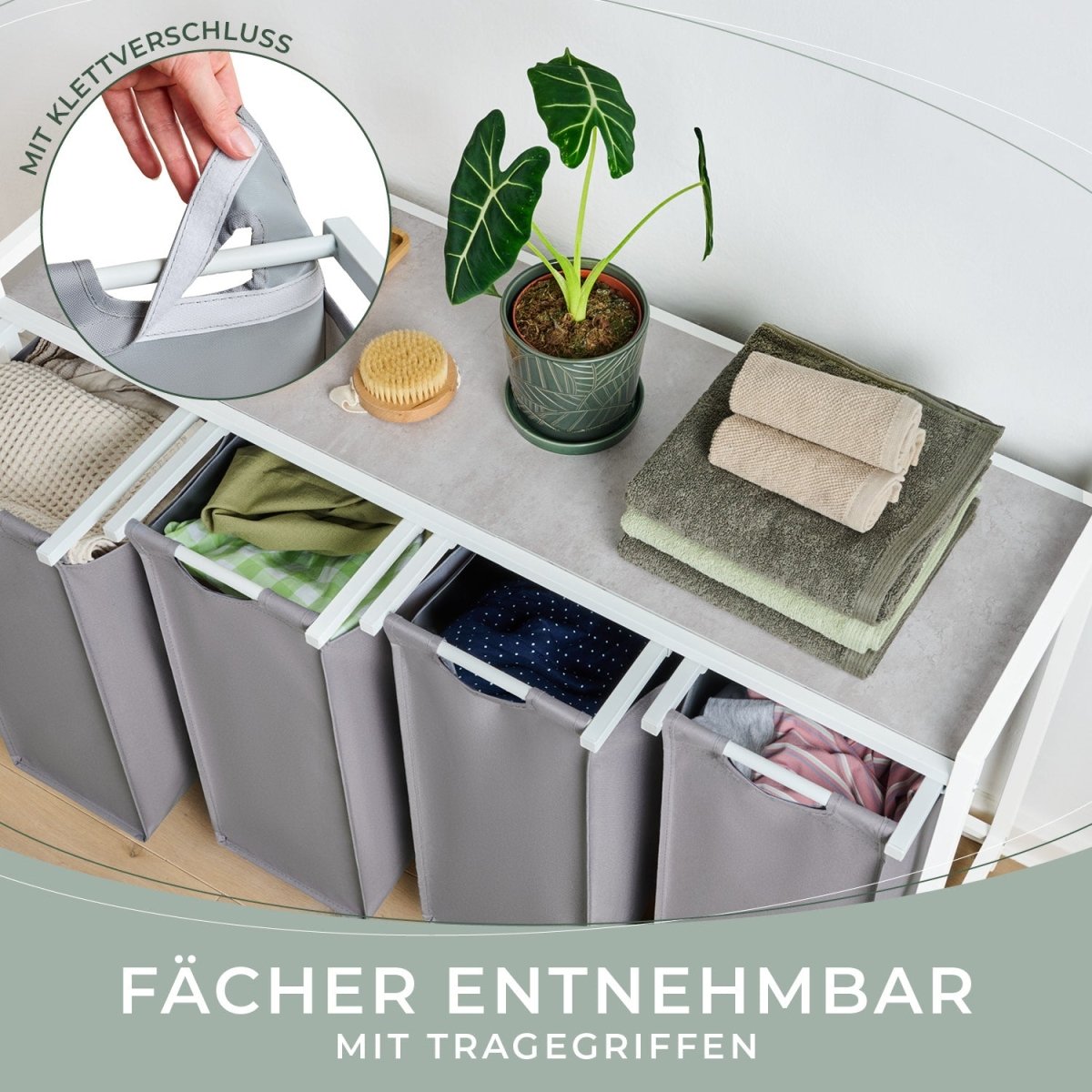 WÄSCHEKORB mit Metall - Rahme - Ablage & Beinen + 4 Verschiedenen Designs -