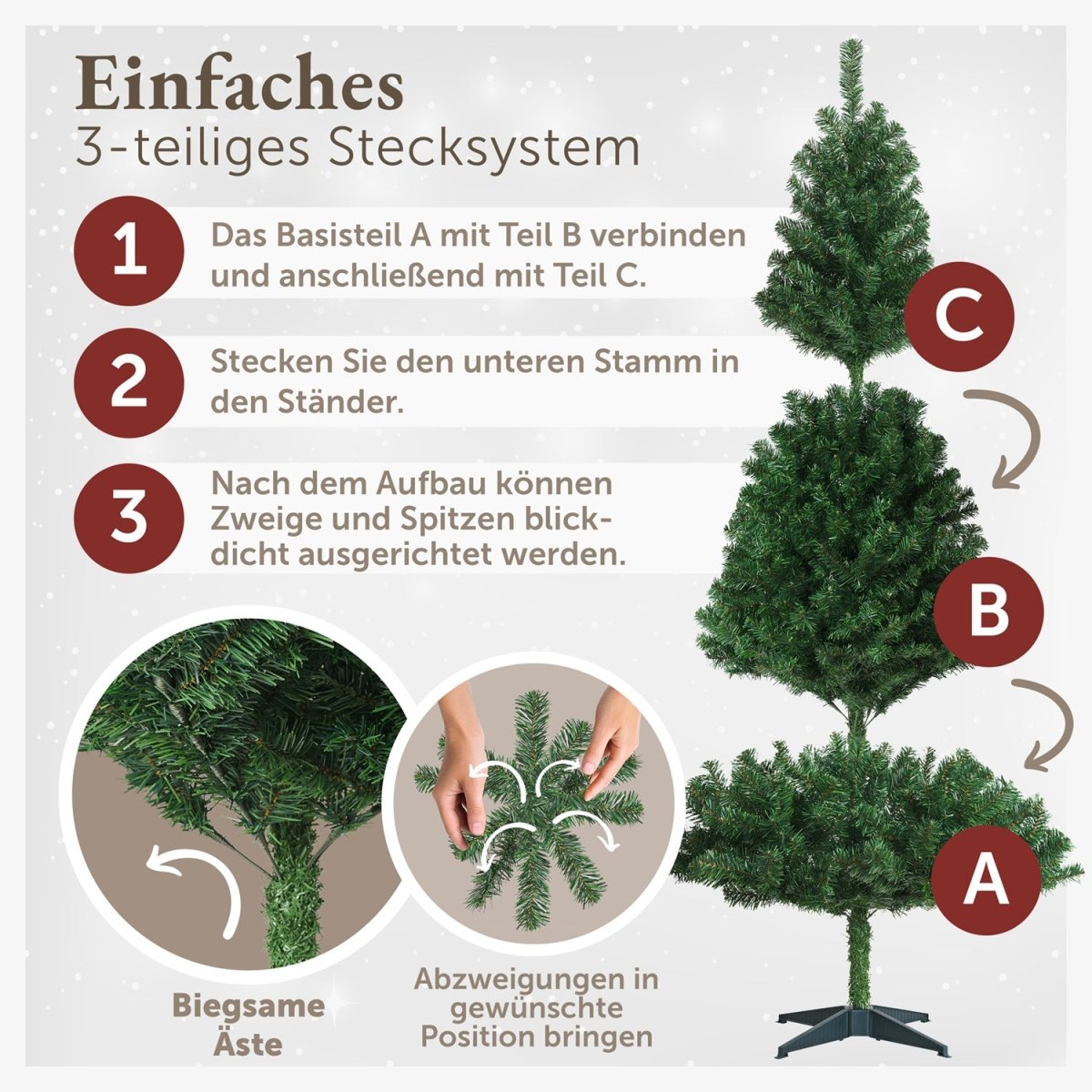 WEIHNACHTSBAUM - künstlich mit naturgetreuen PVC - Nadeln -