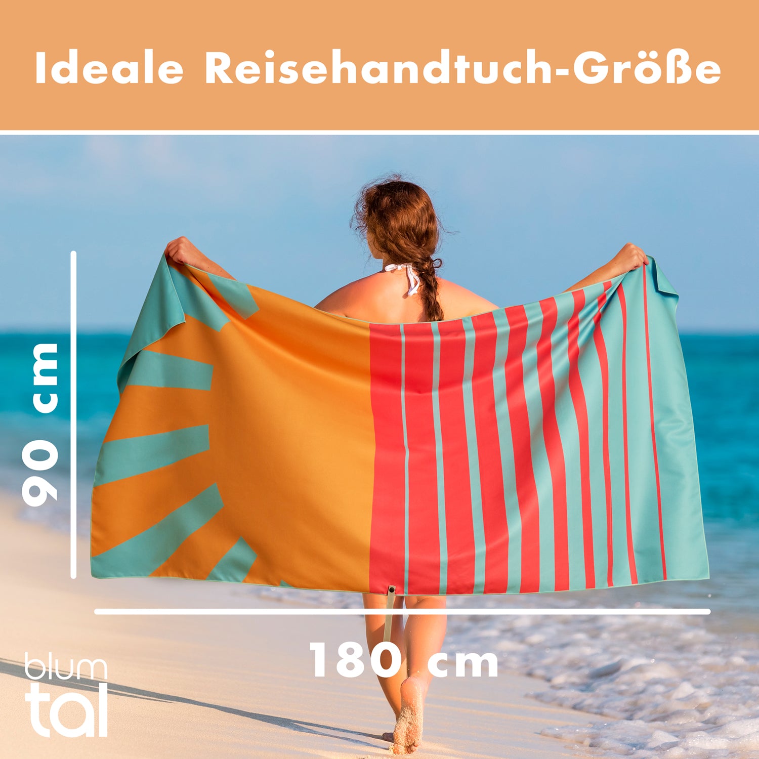 STRANDHANDTUCH aus Mikrofaser - 90x180cm kompakt und schnelltrocknend