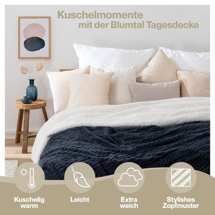 KUSCHELDECKE mit Zopfstrick-Optik