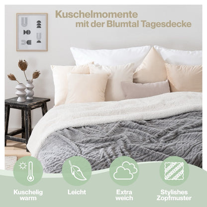 KUSCHELDECKE mit Zopfstrick-Optik