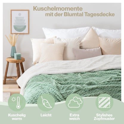 KUSCHELDECKE mit Zopfstrick-Optik