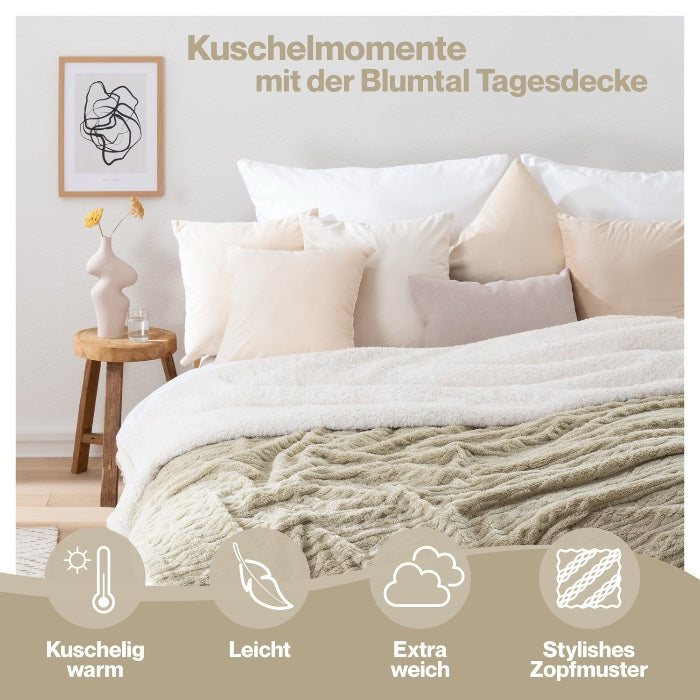 KUSCHELDECKE mit Zopfstrick-Optik