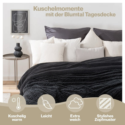 KUSCHELDECKE mit Zopfstrick-Optik