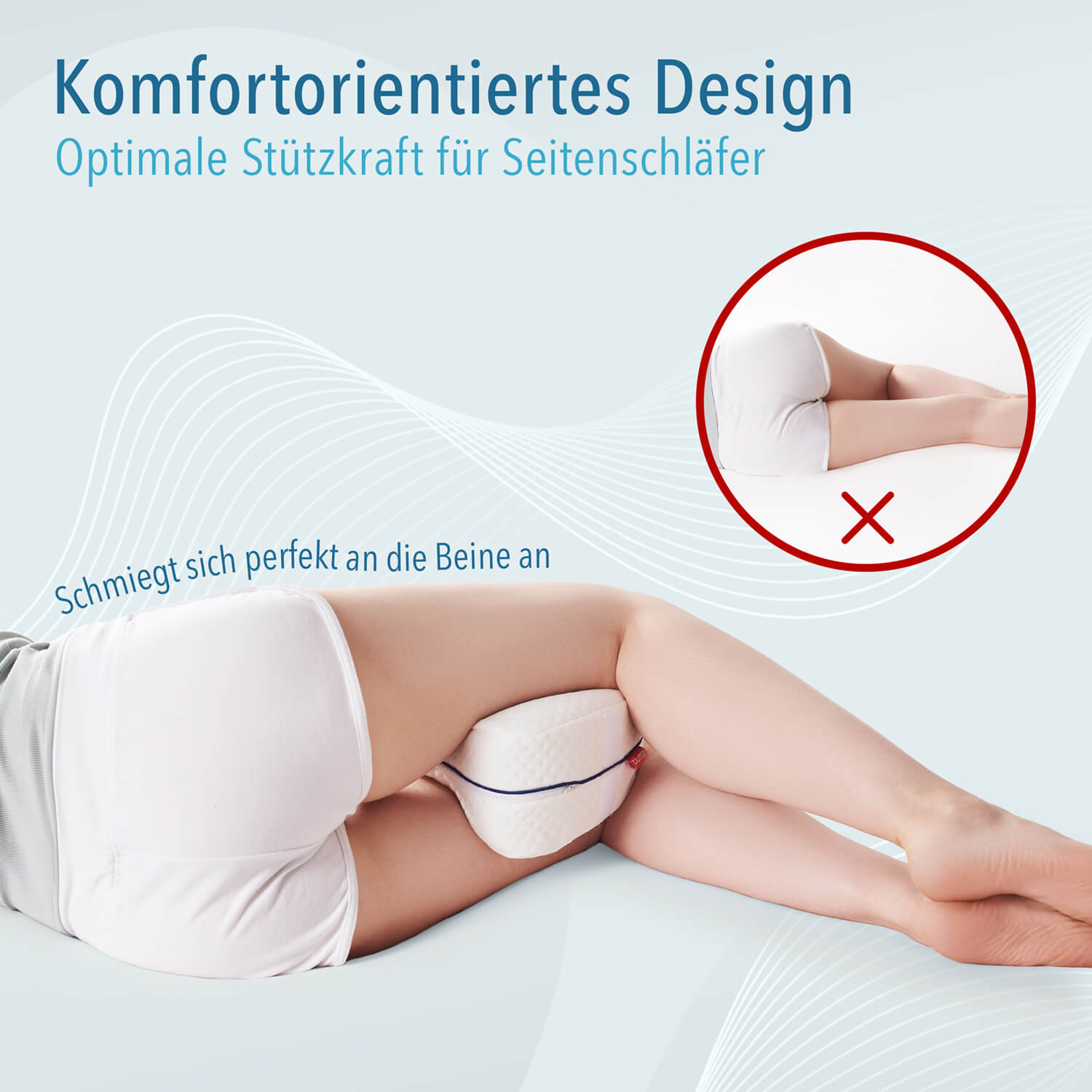 KNIEKISSEN für Seitenschläfer aus Memory Foam, Oeko-Tex Zertifiziert