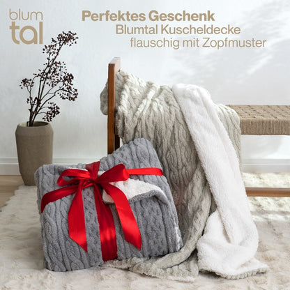 KUSCHELDECKE mit Zopfstrick-Optik