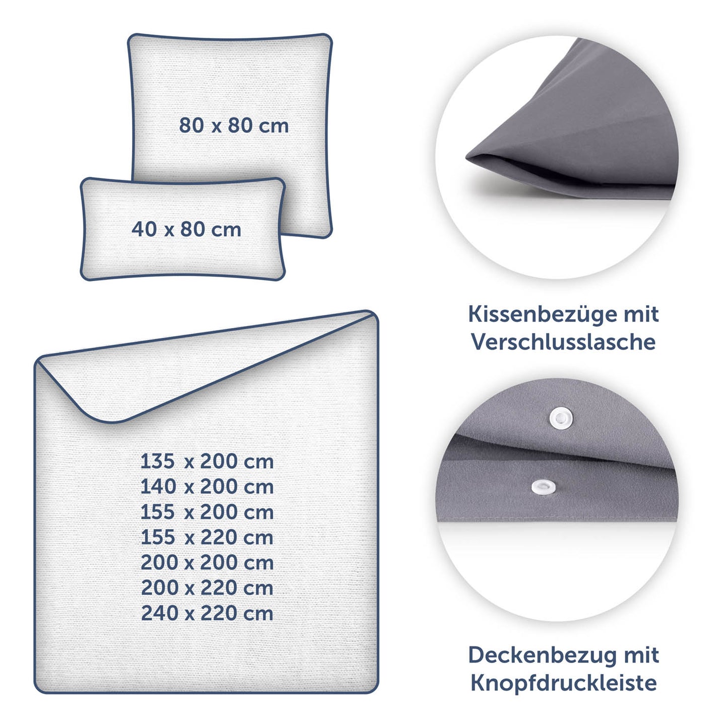Bettbezug Set aus Mikrofaser - Superweich, Oekotex Zertifiziert, 155x220cm