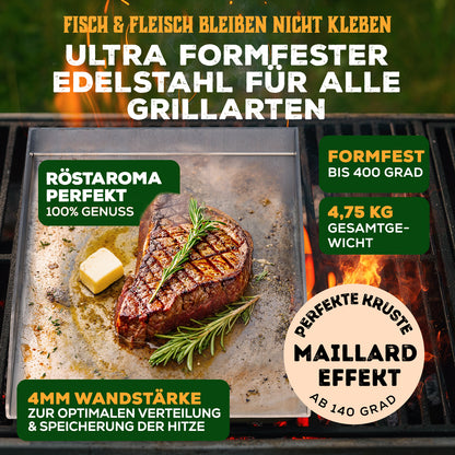 PLANCHA GRILLPLATTE TORSTEN im Set - inkl. Spachtel &amp; Ölflasche