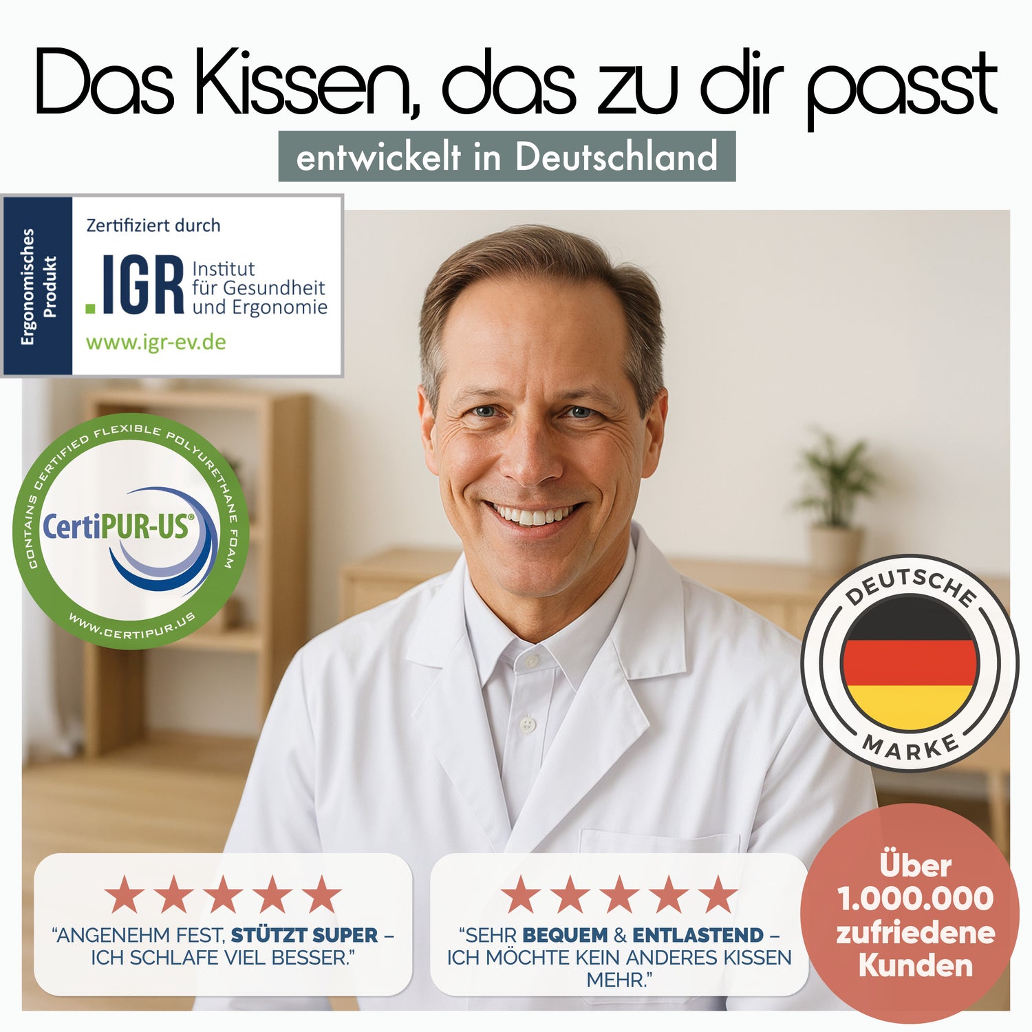 NACKENSTÜTZKISSEN MEMORY FOAM BEN - Individueller Schlafkomfort
