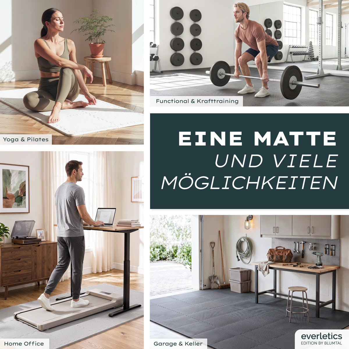 BODENSCHUTZMATTE Fitness Set - ultra tragfähig &amp; dämpfend