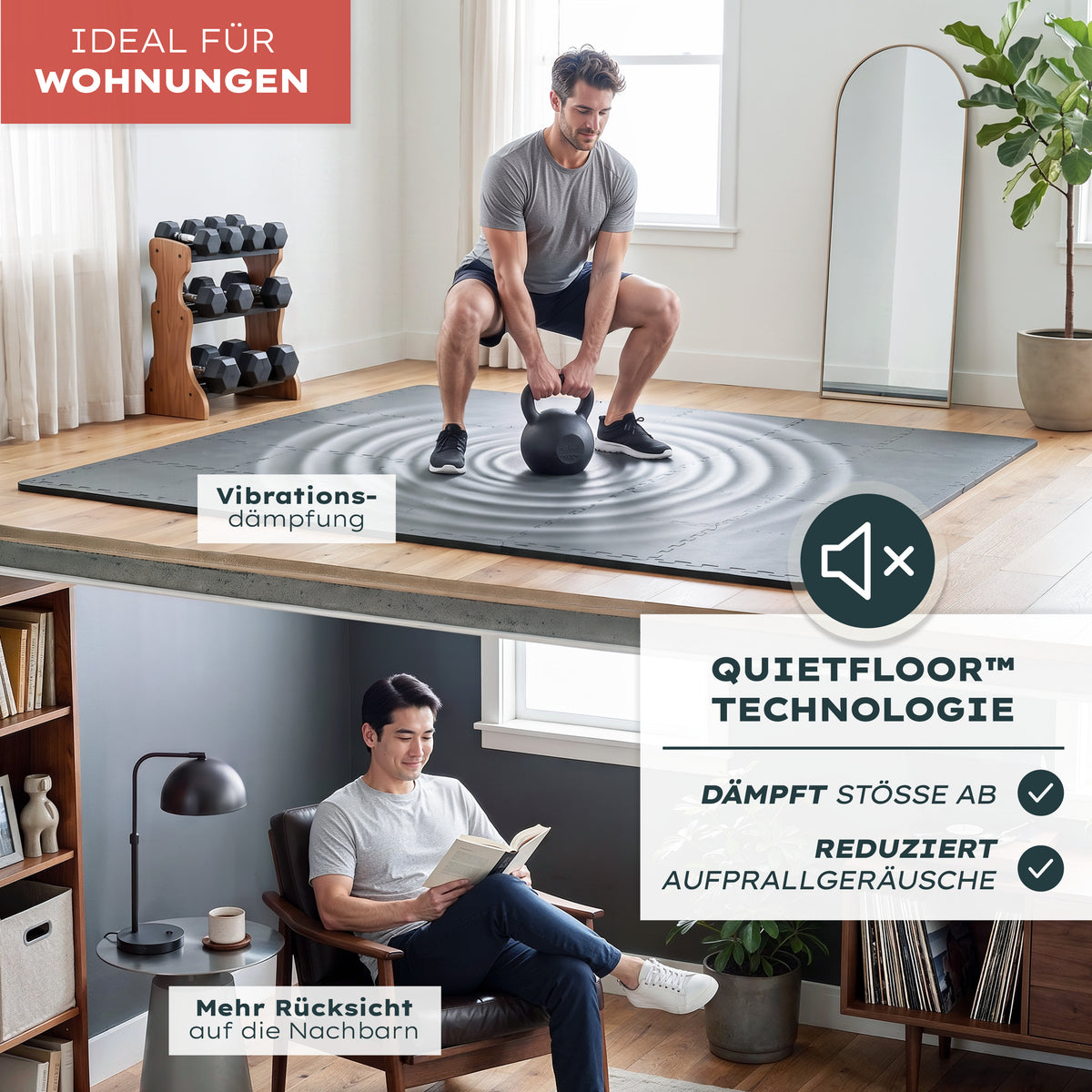 BODENSCHUTZMATTE Fitness Set - ultra tragfähig &amp; dämpfend
