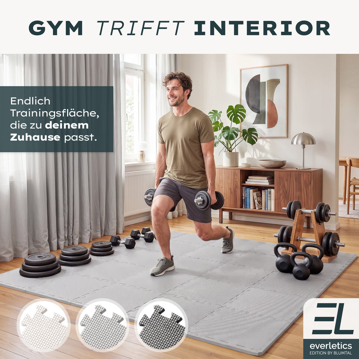 BODENSCHUTZMATTE Fitness Set - ultra tragfähig &amp; dämpfend