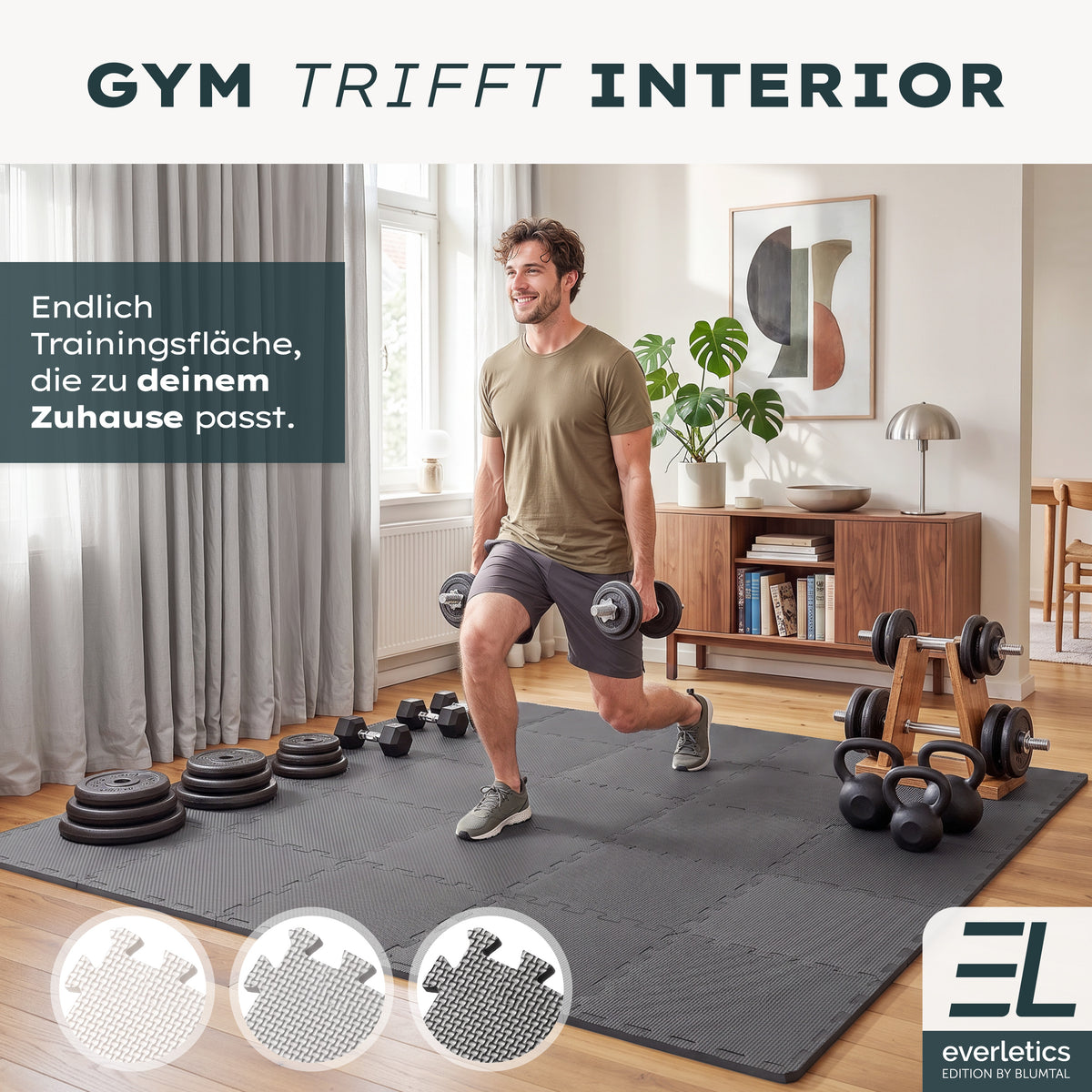 BODENSCHUTZMATTE Fitness Set - ultra tragfähig &amp; dämpfend