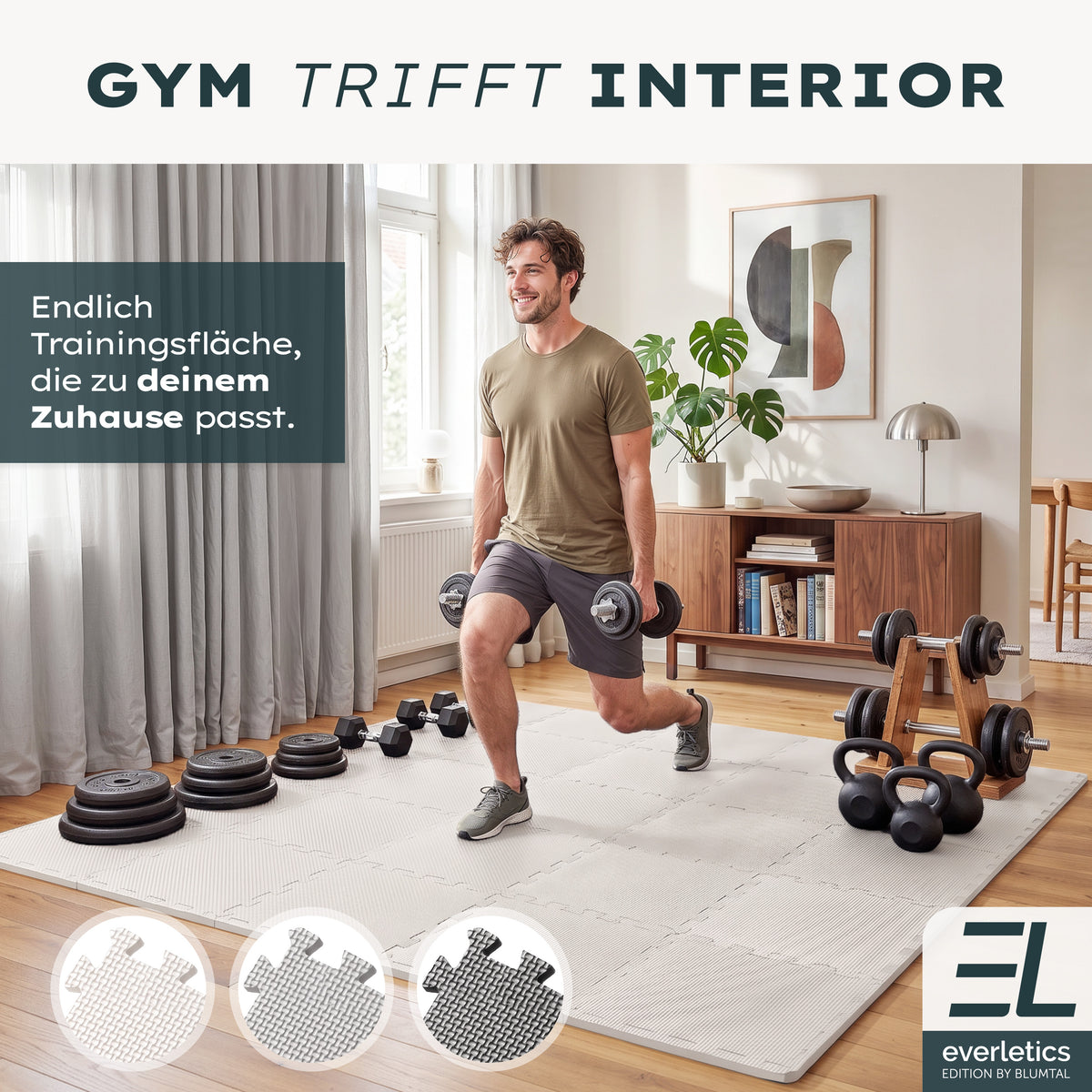 BODENSCHUTZMATTE Fitness Set - ultra tragfähig &amp; dämpfend