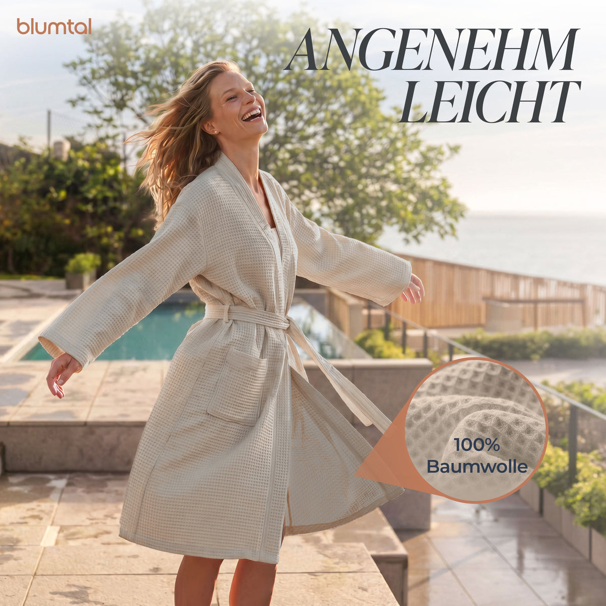 BADEMANTEL Waffle-Piqué Unisex - ultra saugstark &amp; Oeko-Tex zertifiziert
