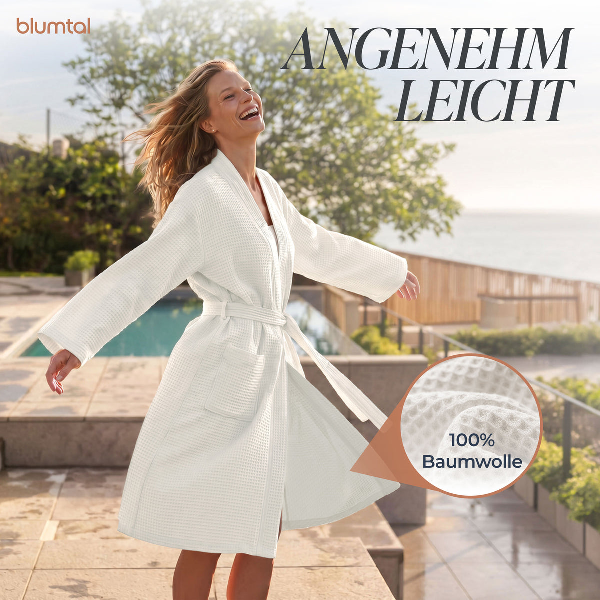 BADEMANTEL Waffle-Piqué Unisex - ultra saugstark &amp; Oeko-Tex zertifiziert