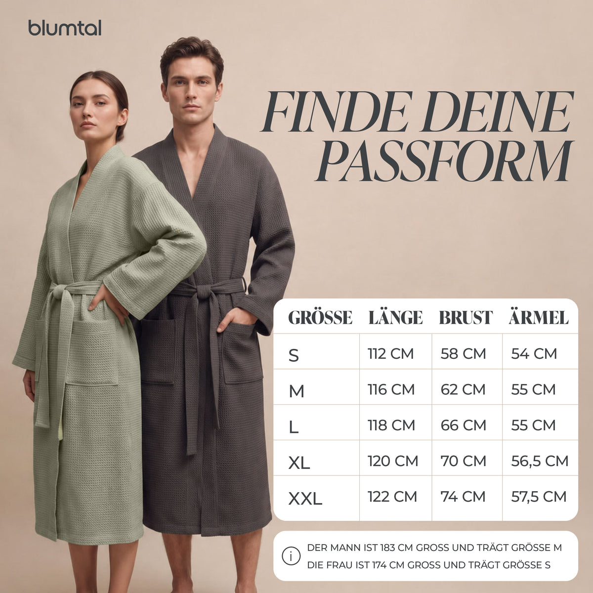 BADEMANTEL Waffle-Piqué Unisex - ultra saugstark &amp; Oeko-Tex zertifiziert