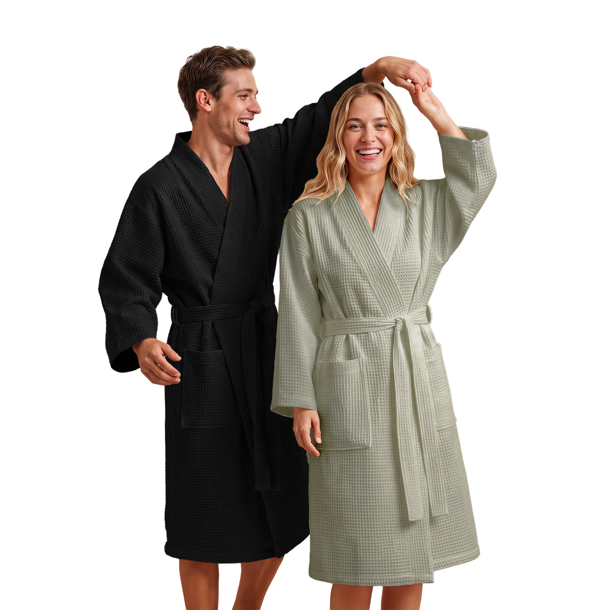 BADEMANTEL Waffle-Piqué Unisex - ultra saugstark &amp; Oeko-Tex zertifiziert