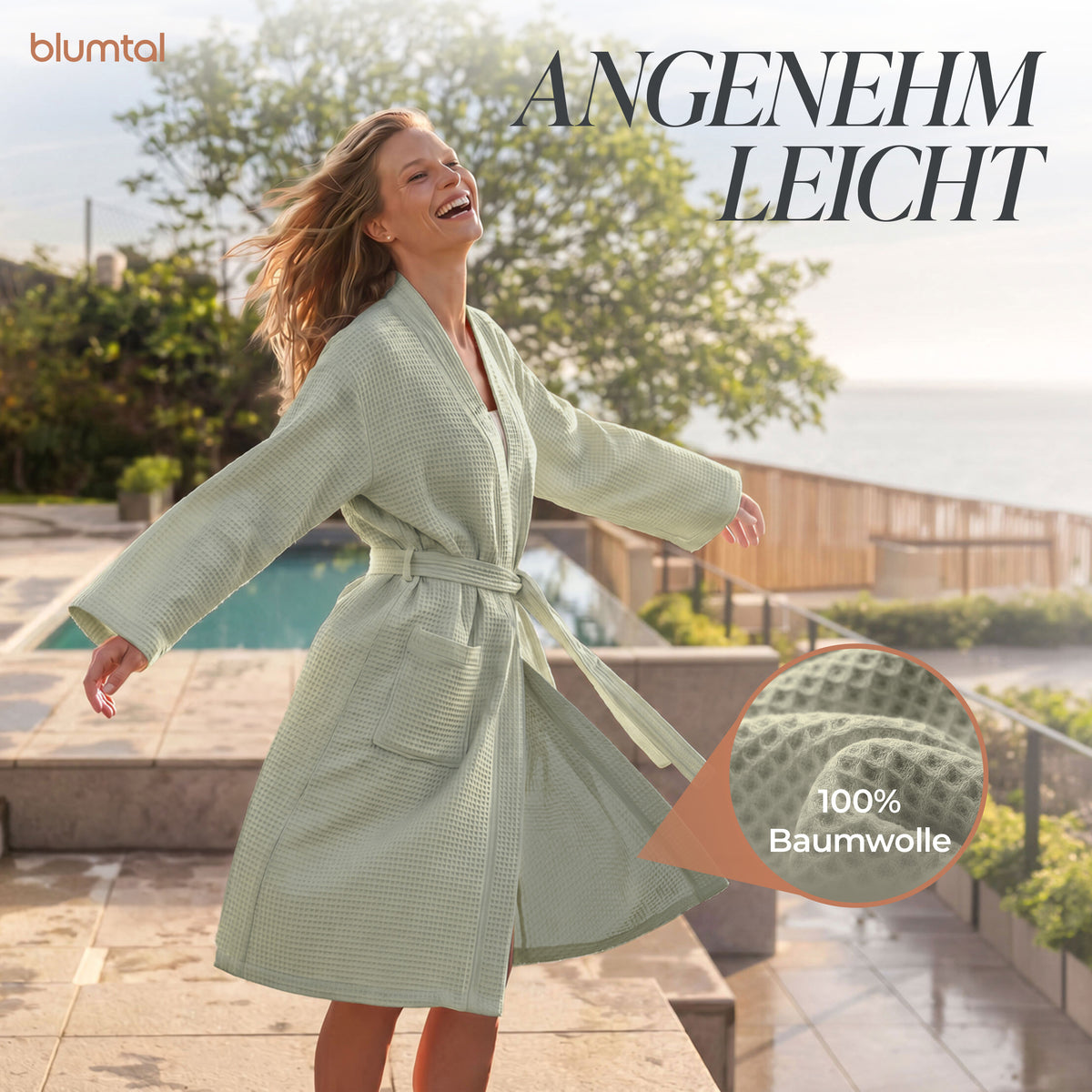 BADEMANTEL Waffle-Piqué Unisex - ultra saugstark &amp; Oeko-Tex zertifiziert