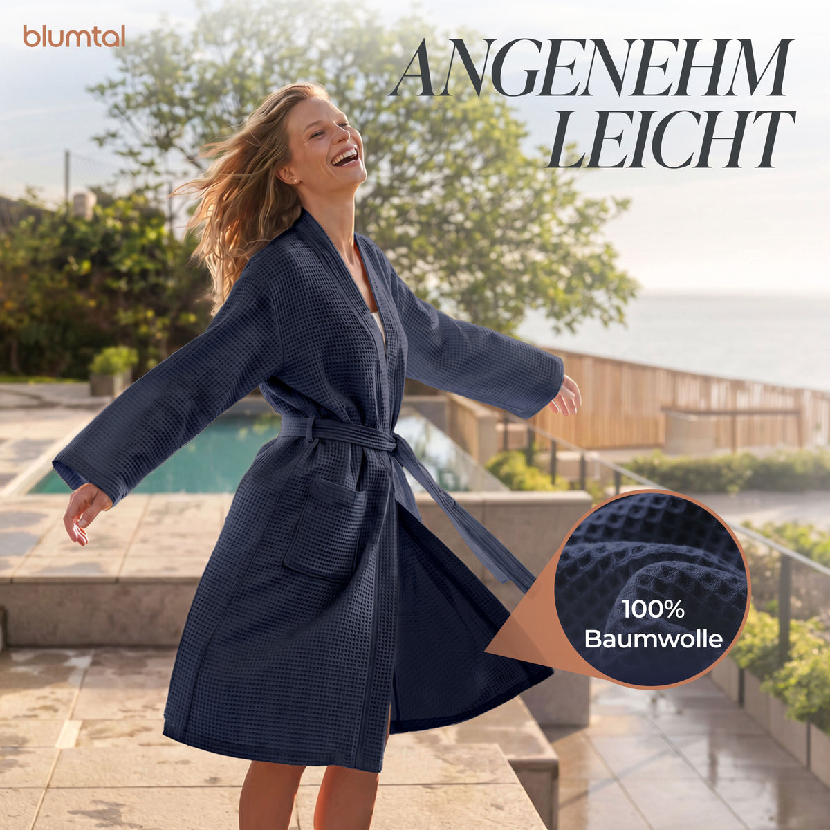 BADEMANTEL Waffle-Piqué Unisex - ultra saugstark &amp; Oeko-Tex zertifiziert