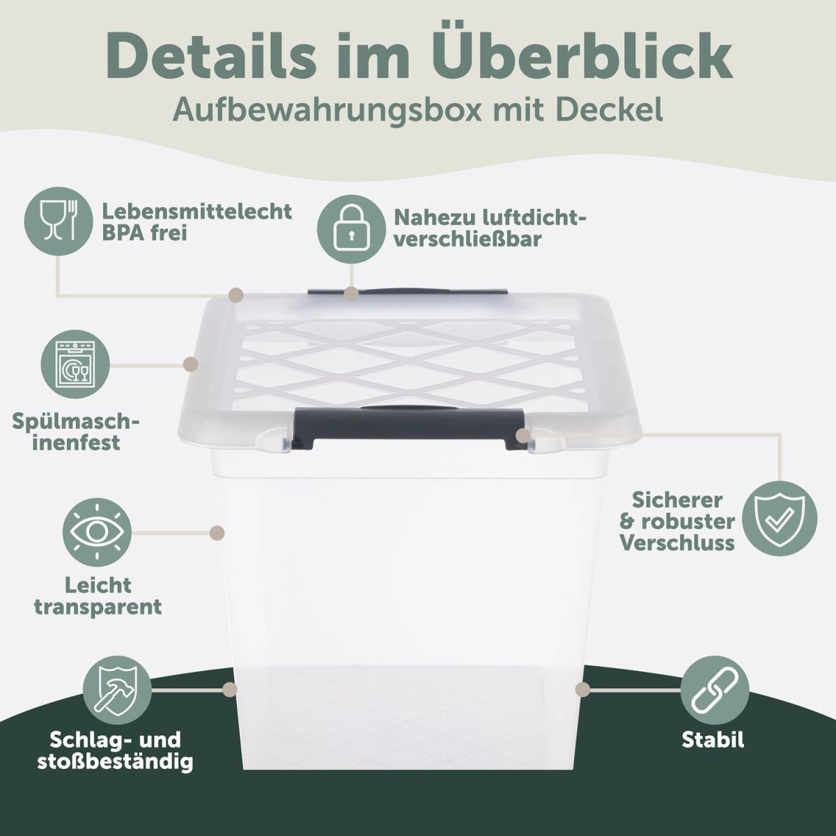 AUFBEWAHRUNGSBOX Magni mit Verschlussclips - 