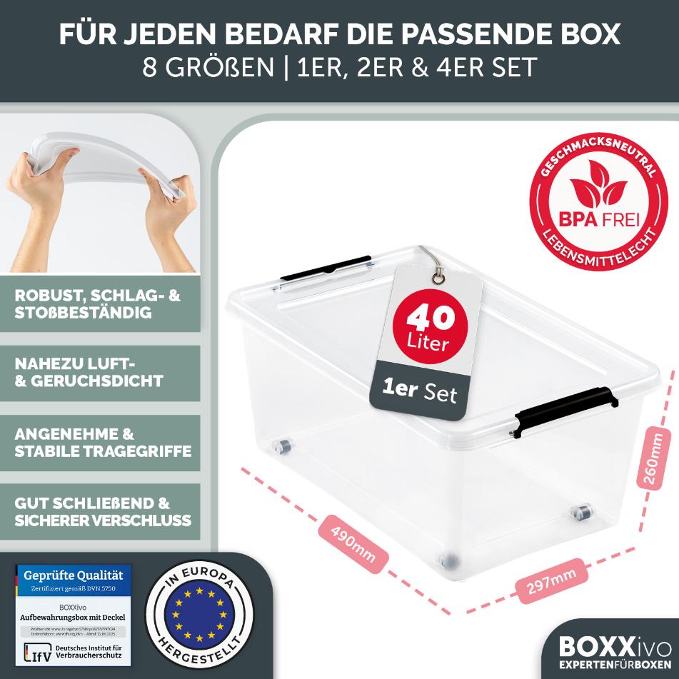 AUFBEWAHRUNGSBOXEN OLLE mit Deckel - Stapelbar &amp; Robust - BPA - Frei &amp; Lebensmittelecht - 