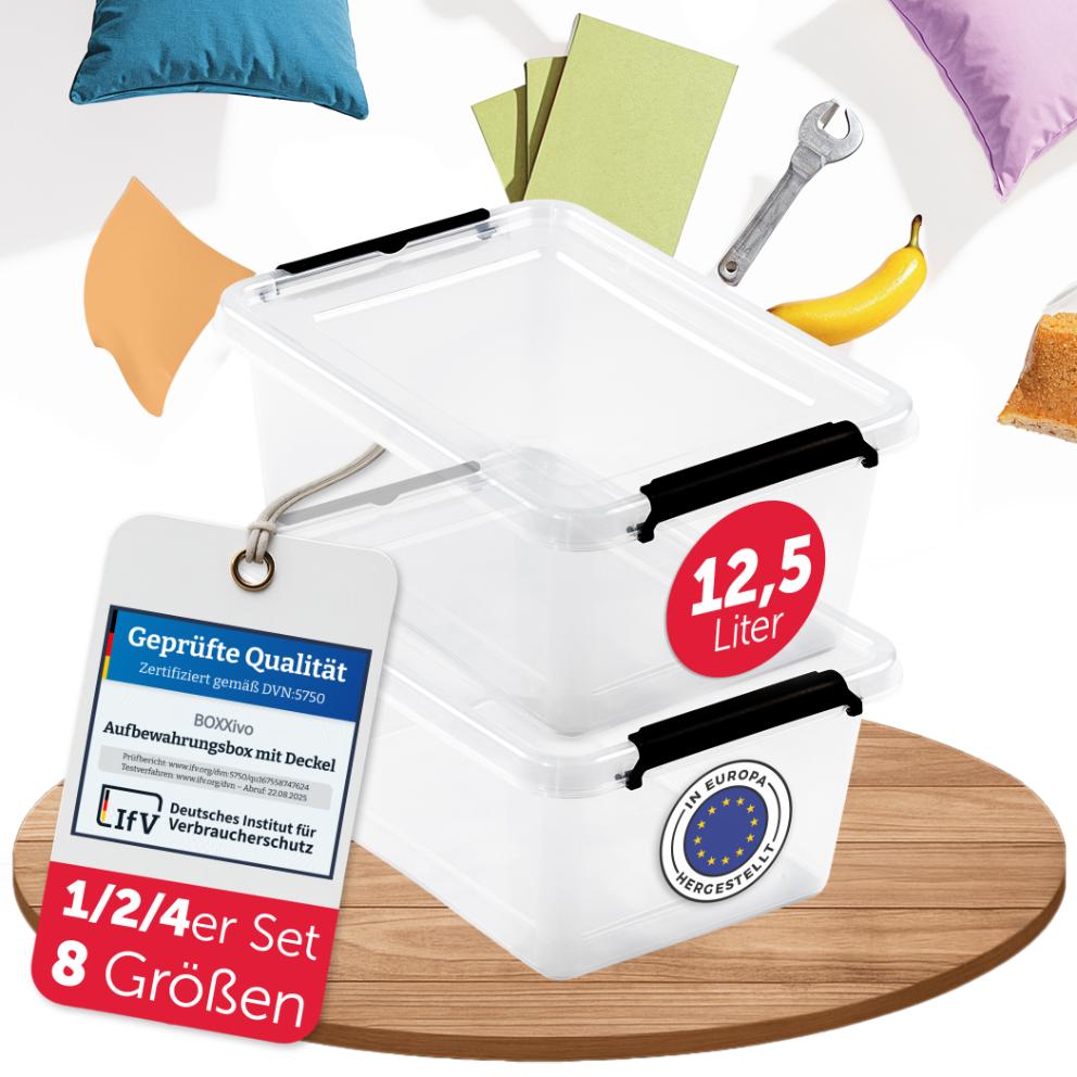 AUFBEWAHRUNGSBOXEN OLLE mit Deckel - Stapelbar &amp; Robust - BPA - Frei &amp; Lebensmittelecht - 