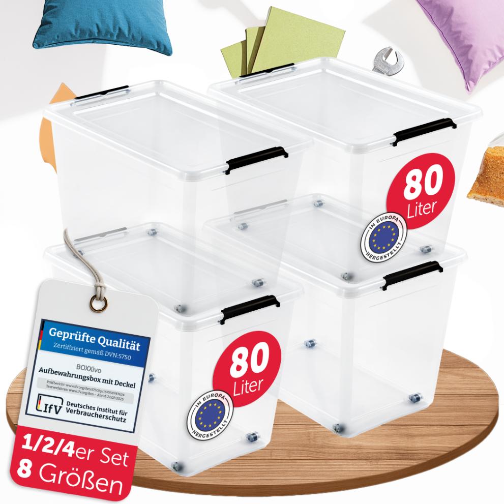 BOXXivo AUFBEWAHRUNGSBOXEN OLLE mit Deckel - Stapelbar & Robust