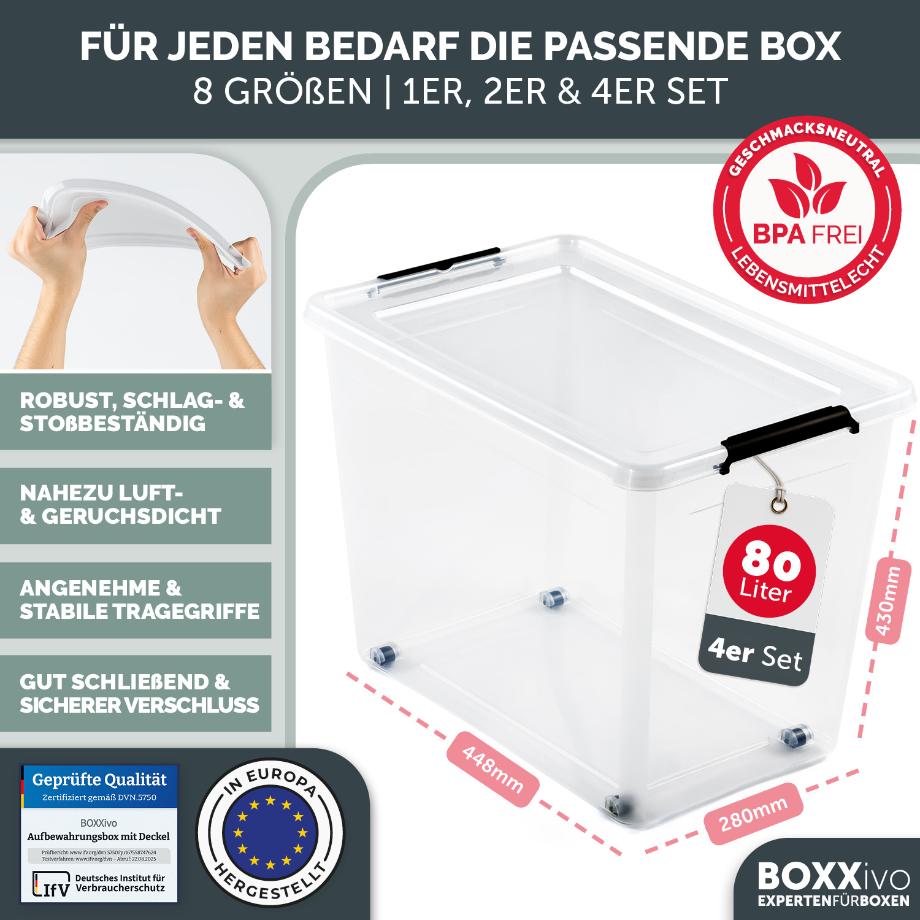 BOXXivo AUFBEWAHRUNGSBOXEN OLLE mit Deckel - Stapelbar & Robust