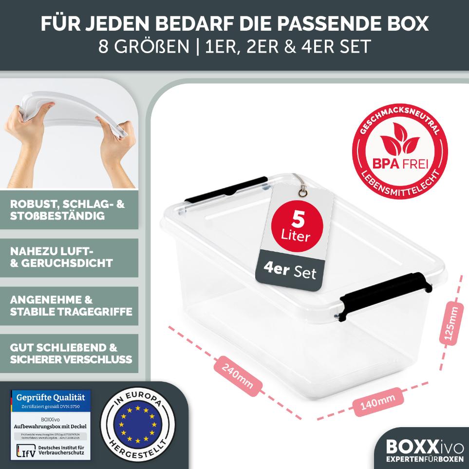 AUFBEWAHRUNGSBOXEN OLLE mit Deckel - Stapelbar &amp; Robust - BPA - Frei &amp; Lebensmittelecht - 