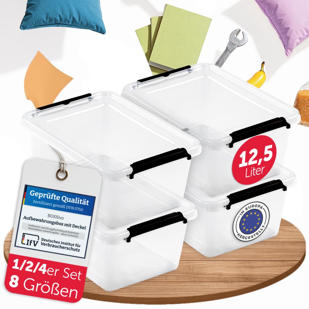 AUFBEWAHRUNGSBOXEN OLLE mit Deckel - Stapelbar &amp; Robust - BPA - Frei &amp; Lebensmittelecht - 