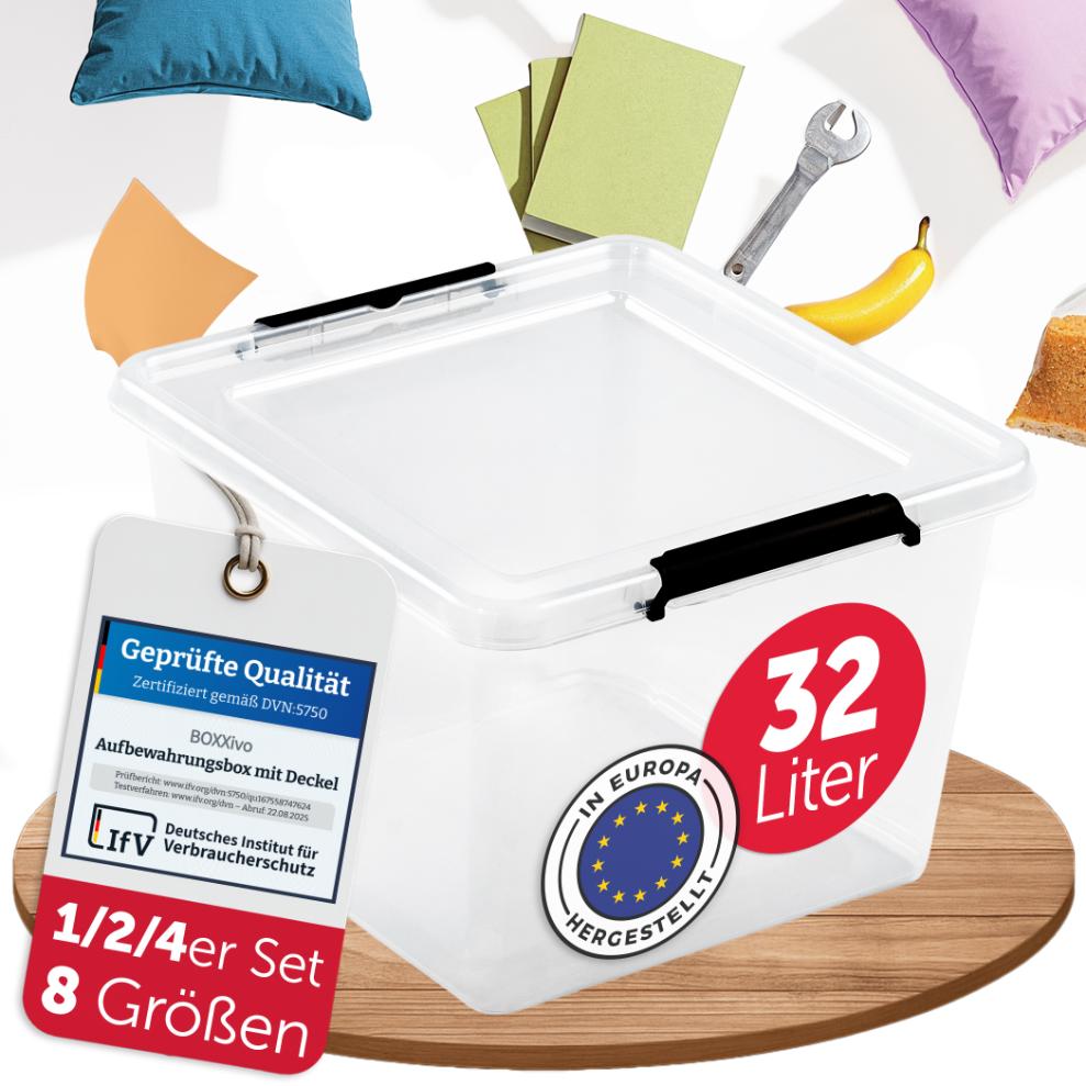 AUFBEWAHRUNGSBOXEN OLLE mit Deckel - Stapelbar &amp; Robust - BPA - Frei &amp; Lebensmittelecht - 