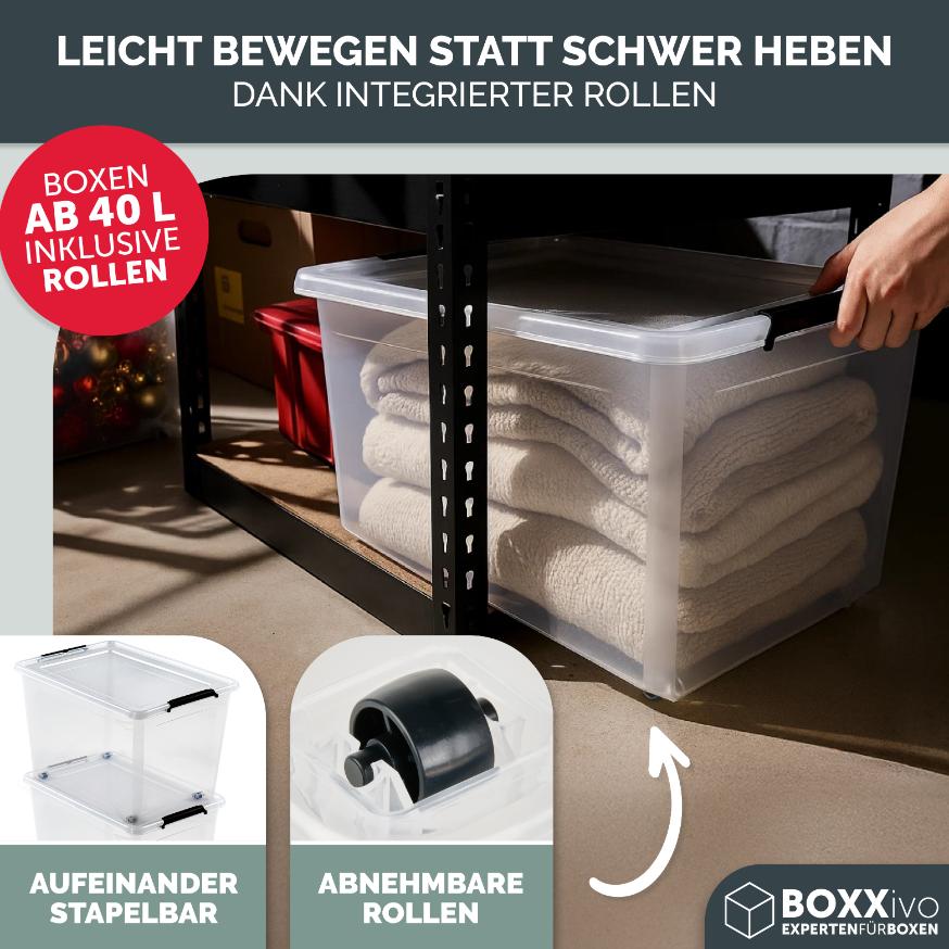BOXXivo AUFBEWAHRUNGSBOXEN OLLE mit Deckel - Stapelbar & Robust