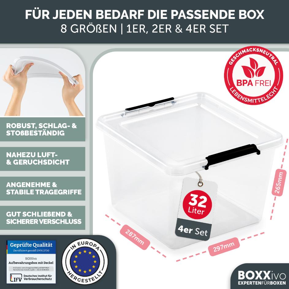 AUFBEWAHRUNGSBOXEN OLLE mit Deckel - Stapelbar &amp; Robust - BPA - Frei &amp; Lebensmittelecht - 