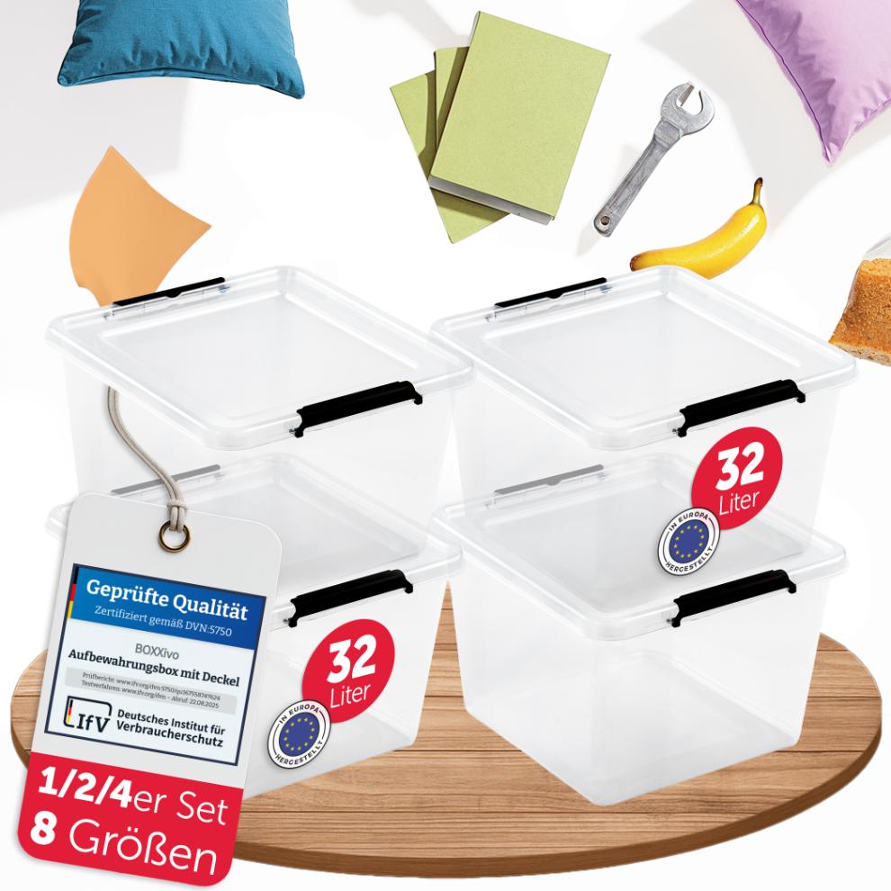 AUFBEWAHRUNGSBOXEN OLLE mit Deckel - Stapelbar &amp; Robust - BPA - Frei &amp; Lebensmittelecht - 